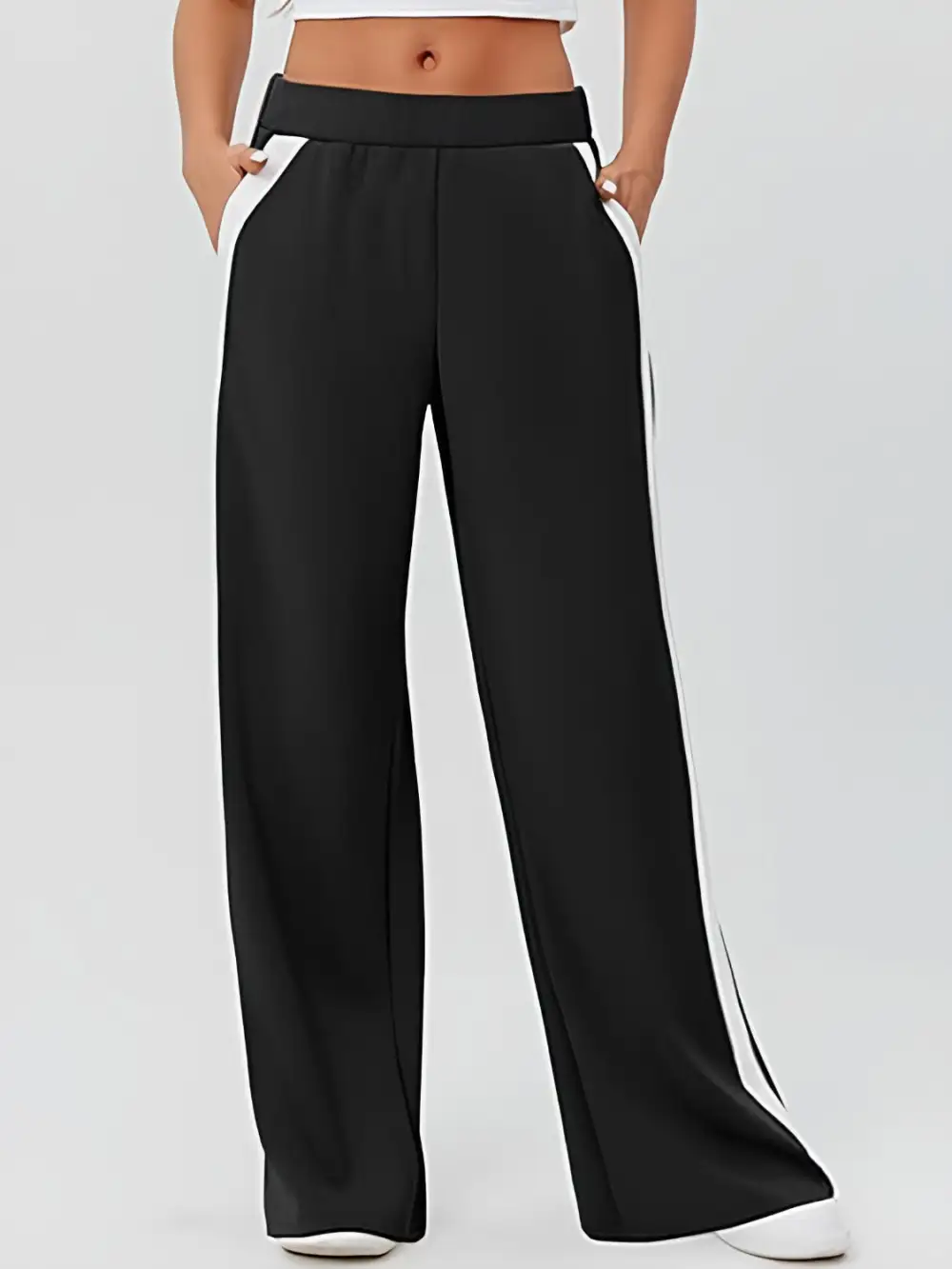 Relaxed Side Striped Wide Leg Pants