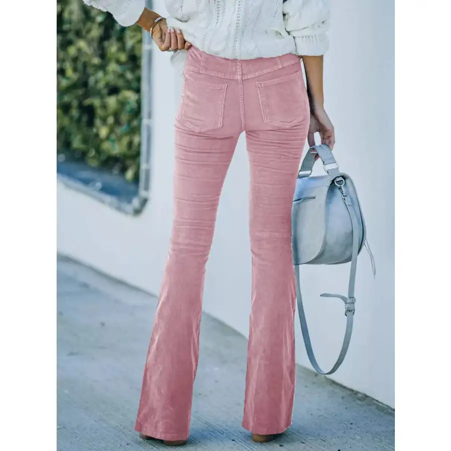 Full Size Corduroy Flare Pants Plus Size