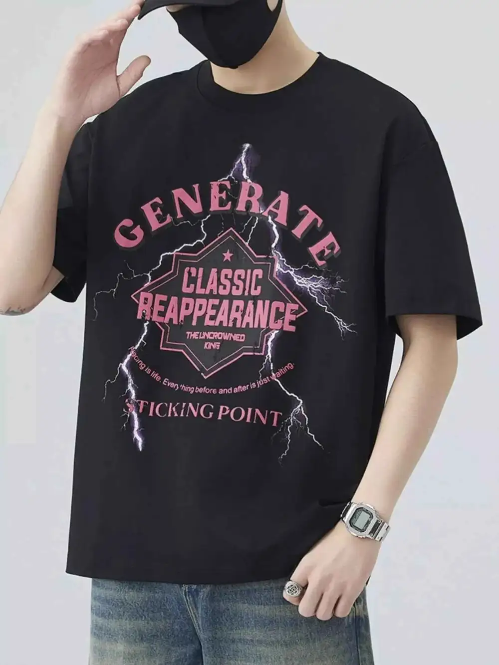 Letter Round Neck Half Sleeve T-Shirt