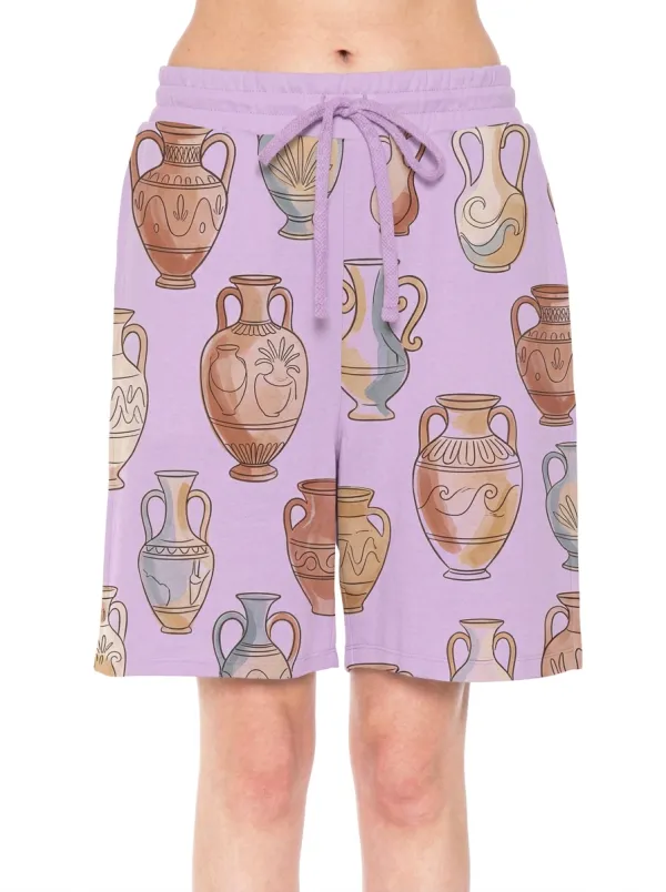 Women's Pottery Lover Greek Vase Printed Shorts