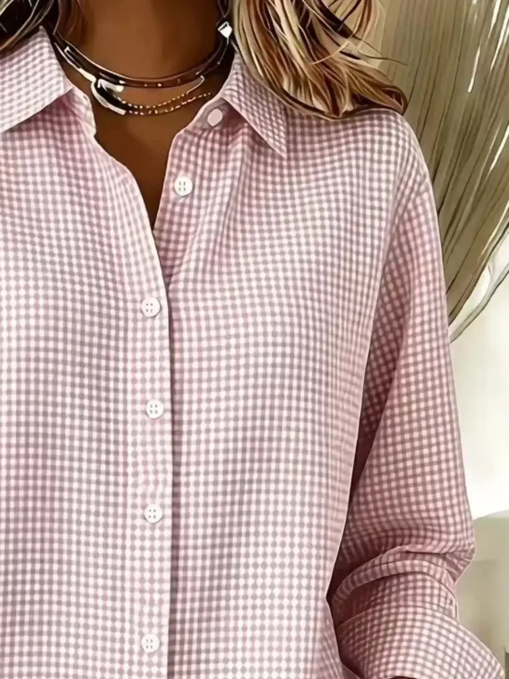 Button-up Long Sleeve Plaid Shirt