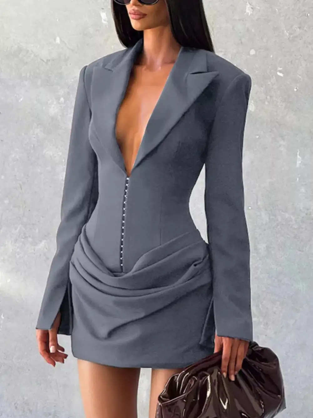 Full Size Blazer- Sleeve Mini Dress Plus Size