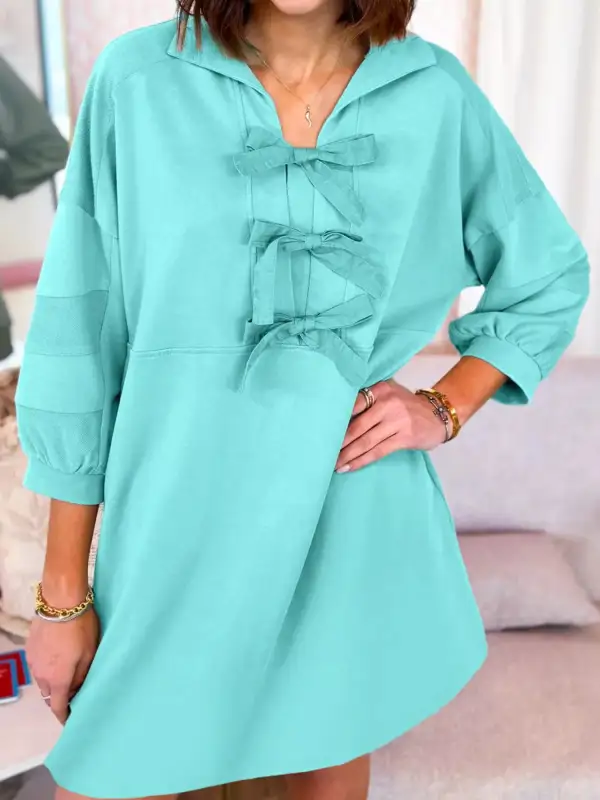 Pocketed Collared Mini Dress