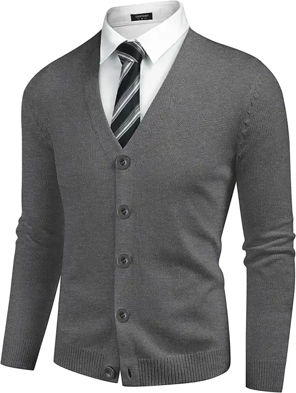 V Neck Lightweight Button Down Knitted Sweater Jeans