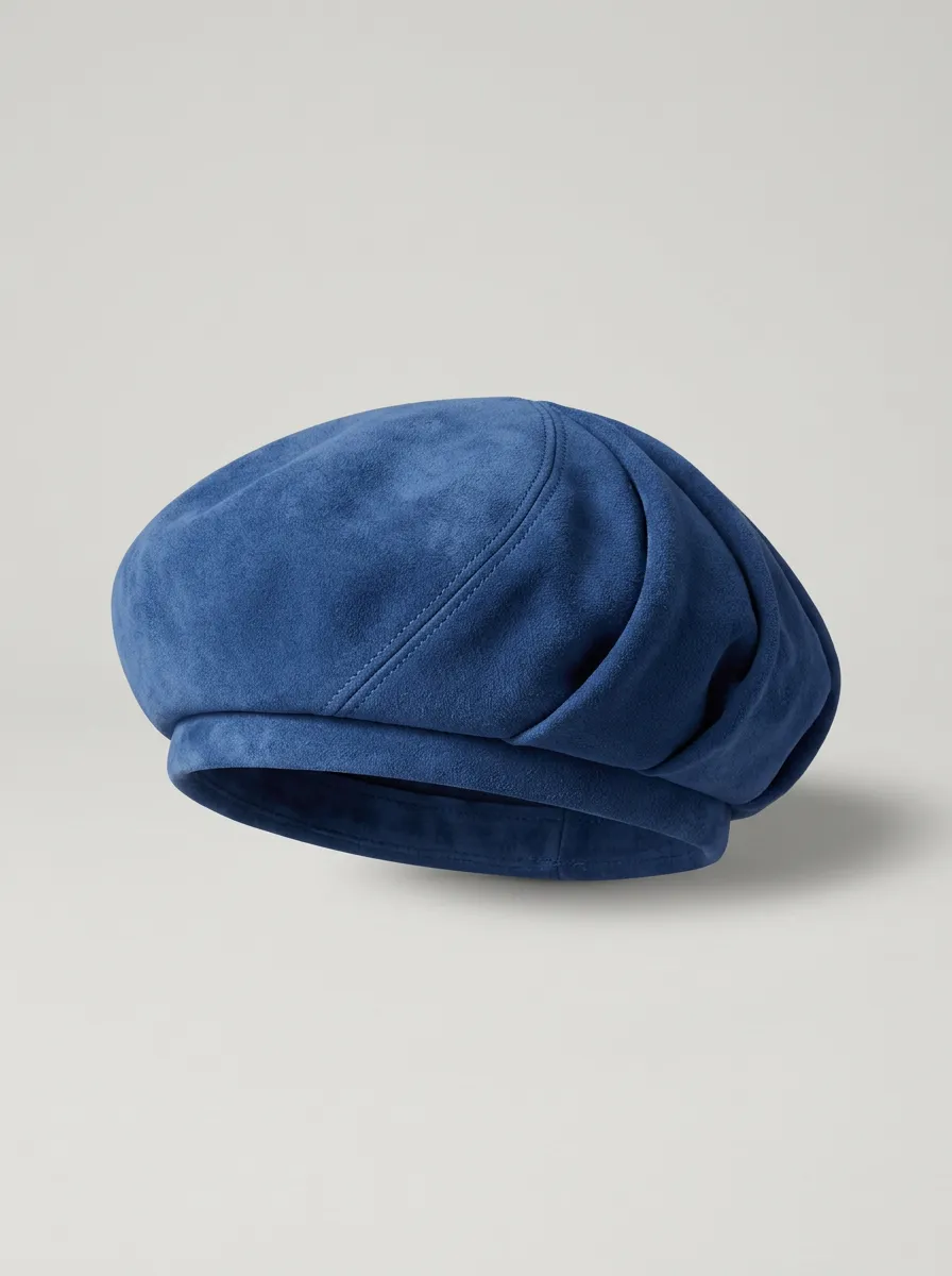 Unisex Blue Suede-Look Classic Beret