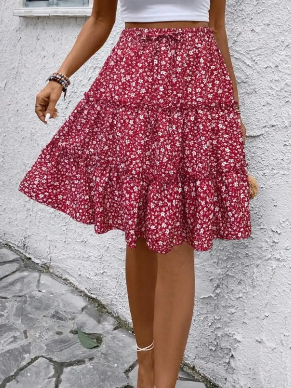 Everyday Floral Print Midi Skirt