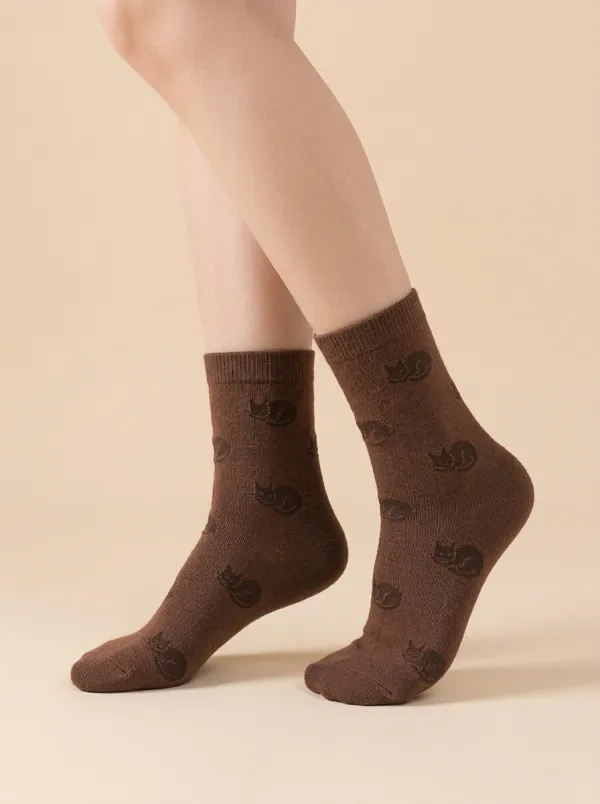 Modern Cat-Motif Casual Socks