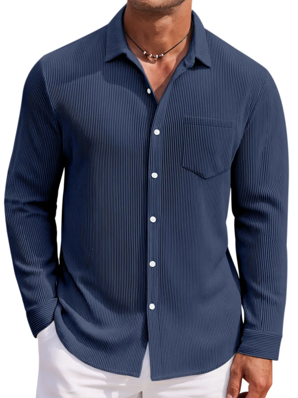 Long Sleeve Open Collar Shirt
