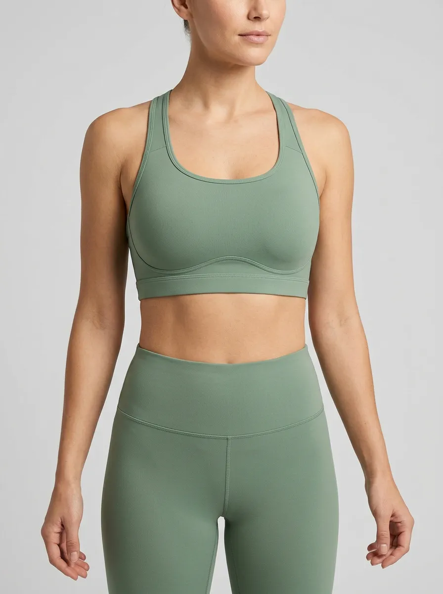 Women's Scoop-Neck Racerback Underbust-Seam Wide-Band Sports Bra
