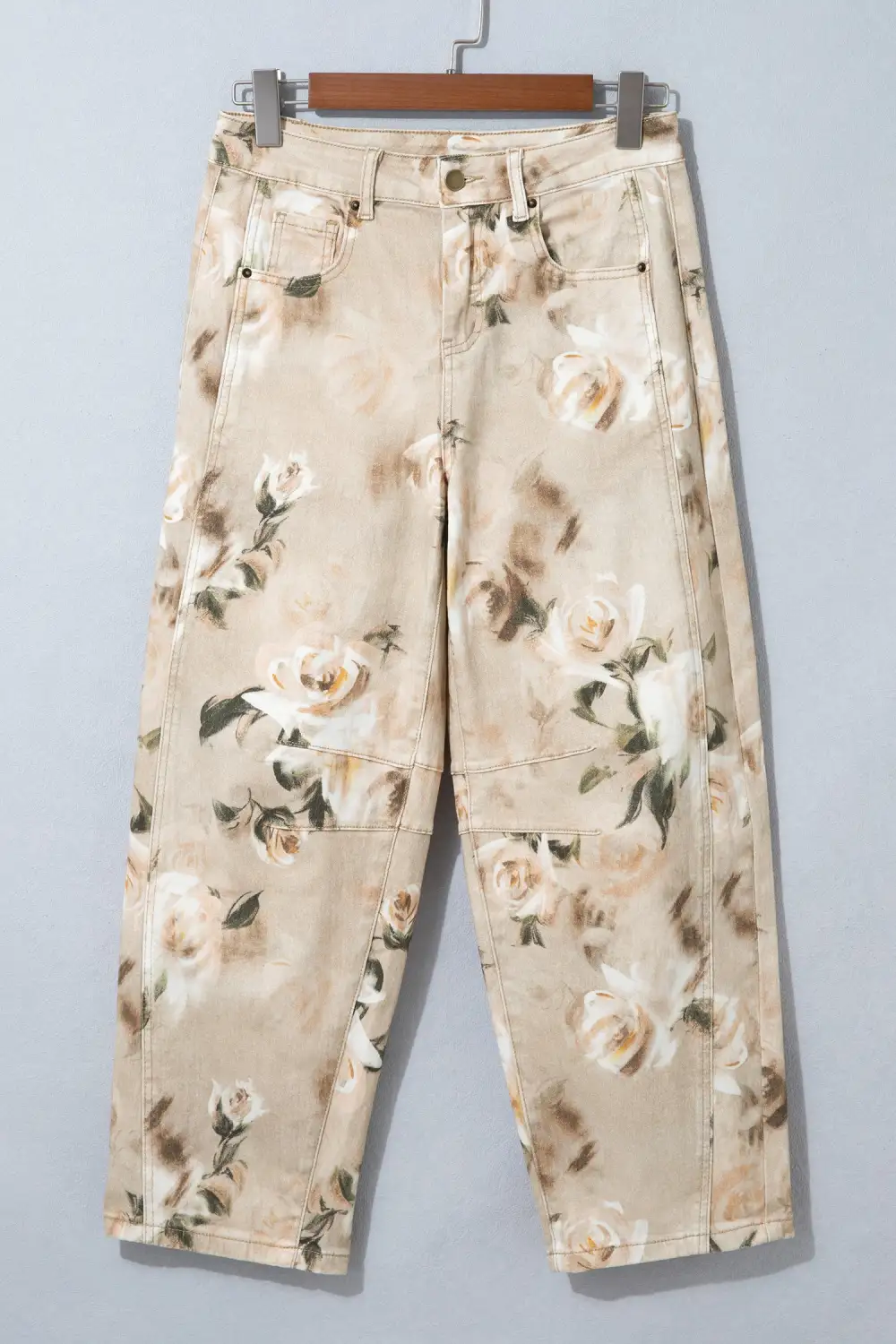 Women's Retro Floral Print Relaxed Barrel Jeans