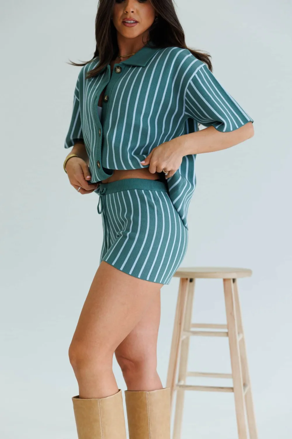 Classic Striped Drawstring Casual Shorts