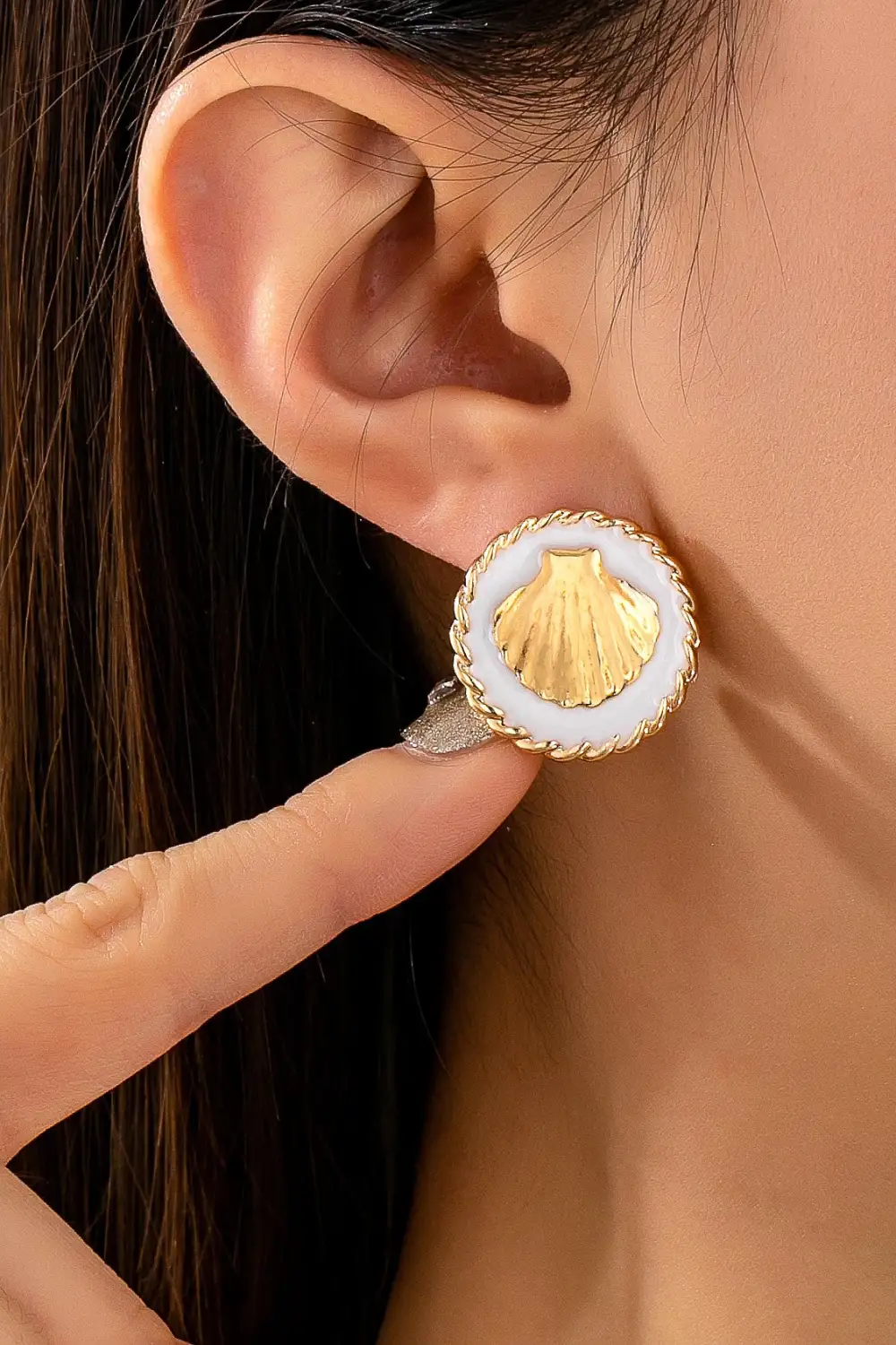 Nautical Seashell namel Stud arrings
