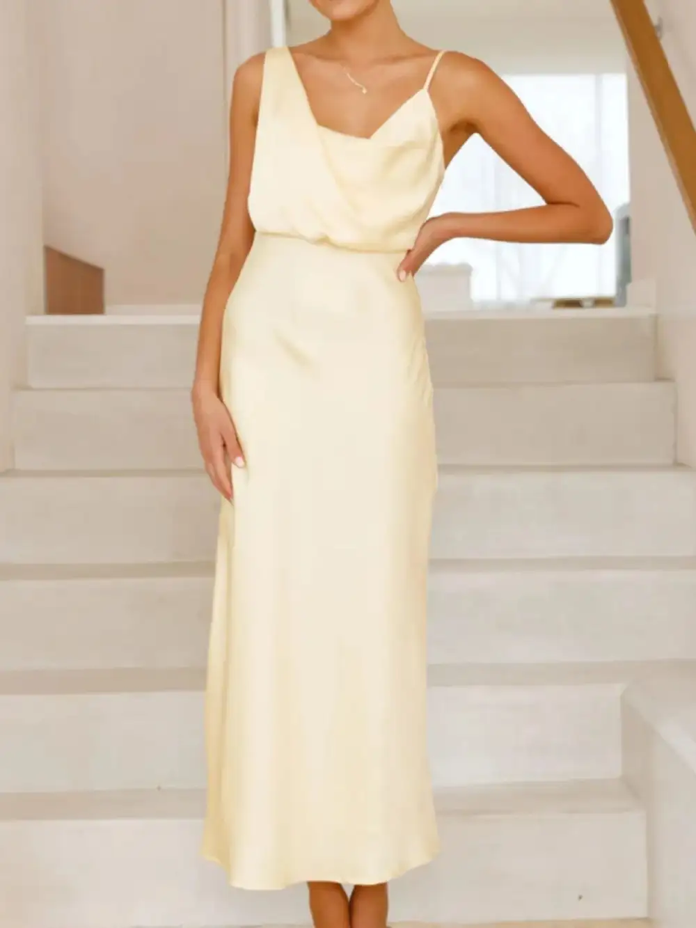 Balanced Detail Satin Midi Dress