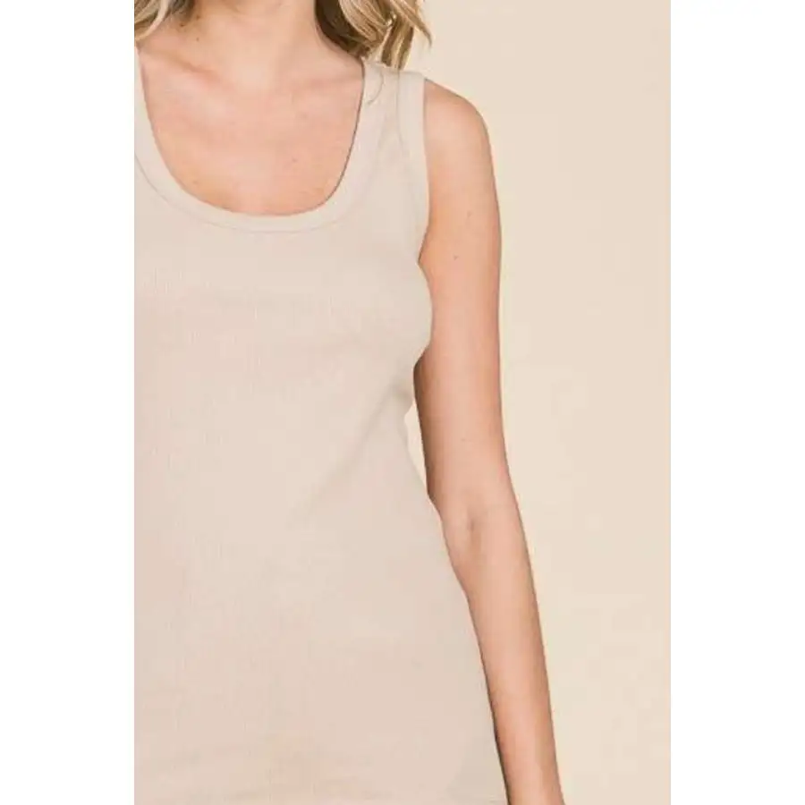 Full Size Ribbed Scoop Neck Tank