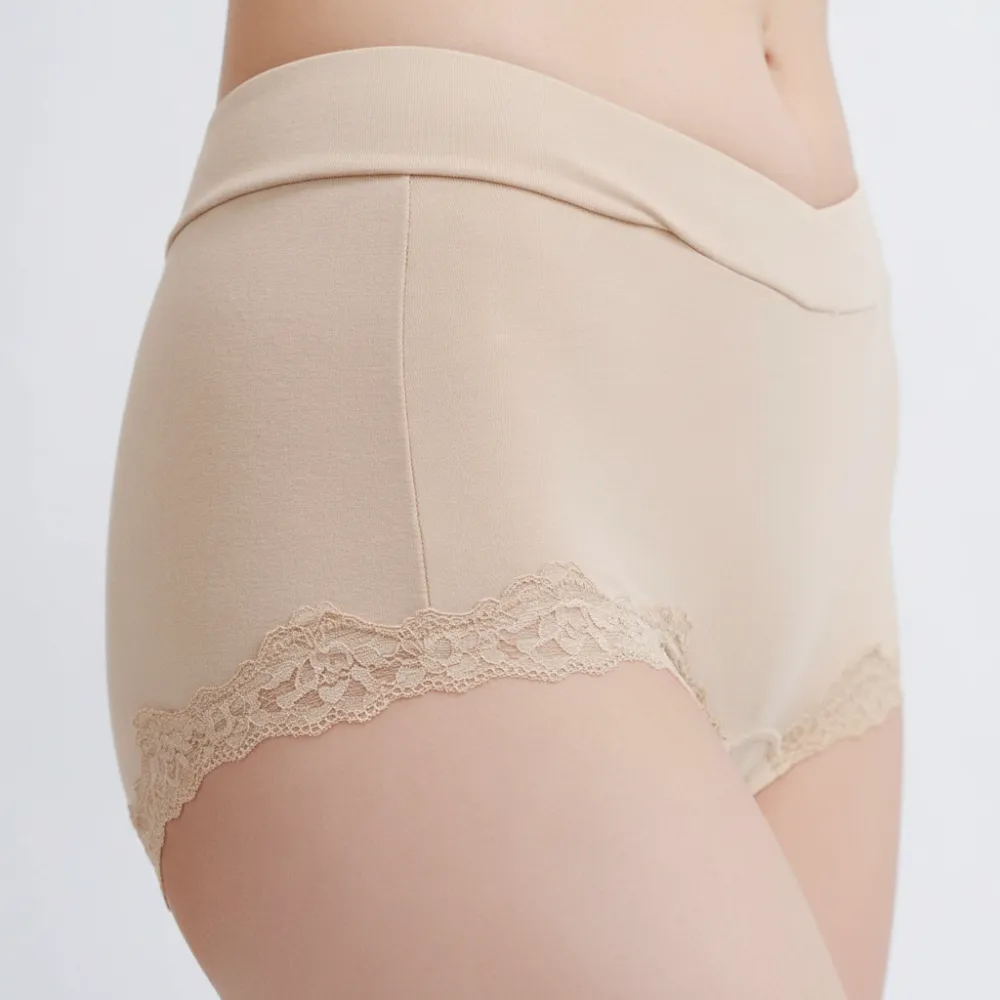 Lace Crossover-Waist Modal Boyshort