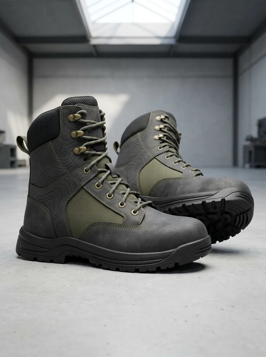 Men's Outdoor Hiking Topographic Map Work Boots