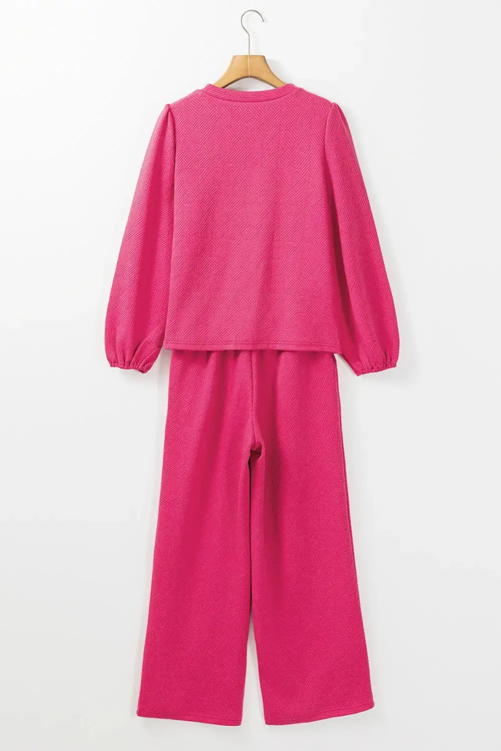 Streamlined Round Neck Long Sleeve Top And Pants Set