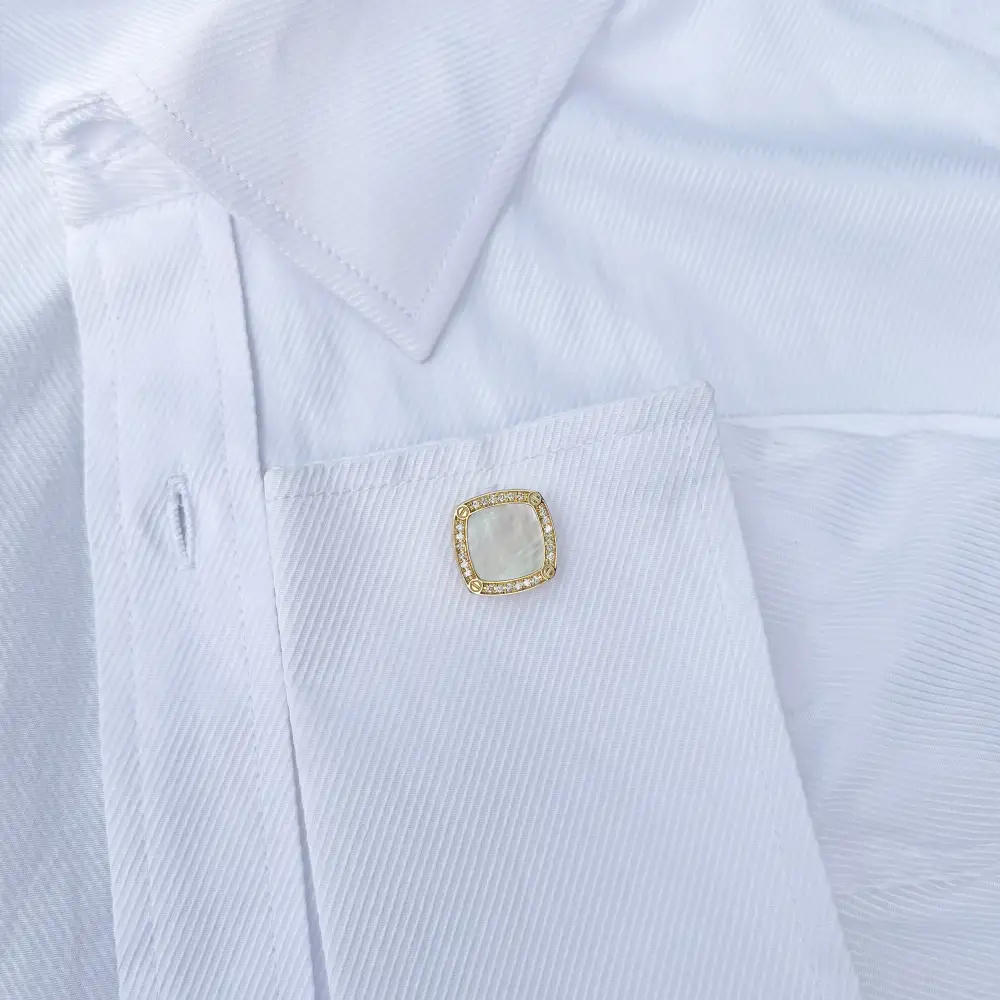 Elegant Diamond Mother Of Pearl Cufflinks