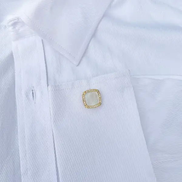 Elegant Diamond Mother Of Pearl Cufflinks