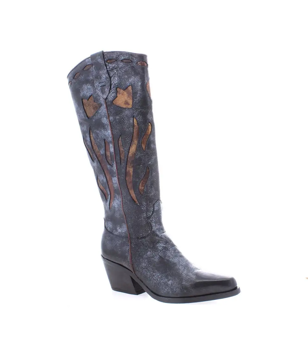 Floral-Stitched Pointed-Toe Western Boots