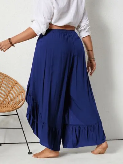 Plus Ruffled Wide Leg Pants