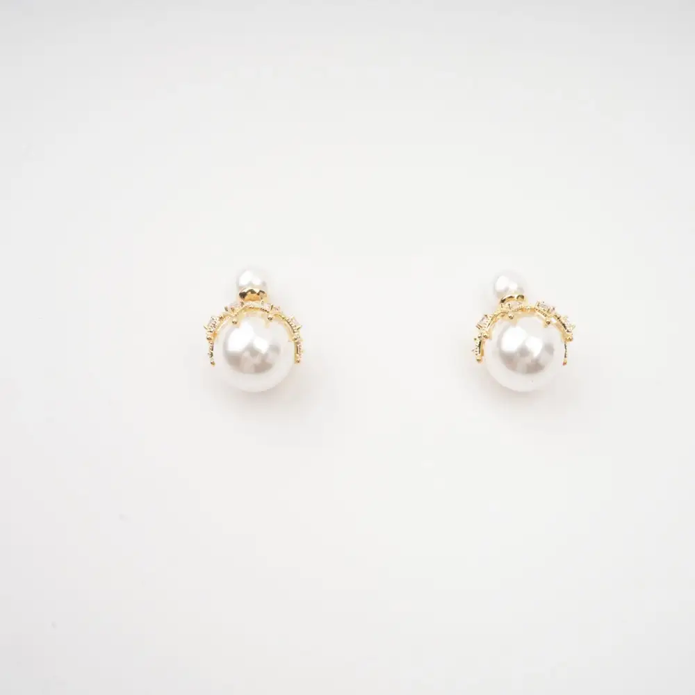 faux-pearl stud earrings