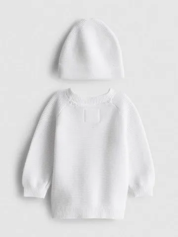 Pure Cotton Premature Baby Cardigan and Hat Set