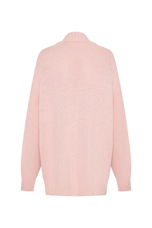 Pink Oversized Knit Cardigan