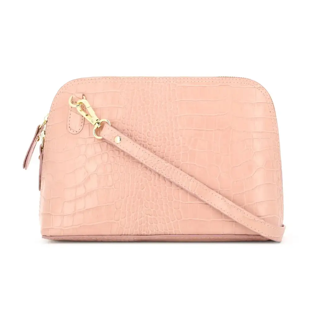 Leather Croc Embossed Smartphone Crossbody Bag