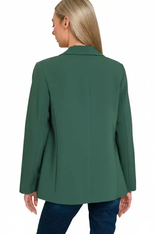 Woven Long Sleeve Blazer With Lining Relaxed Essential