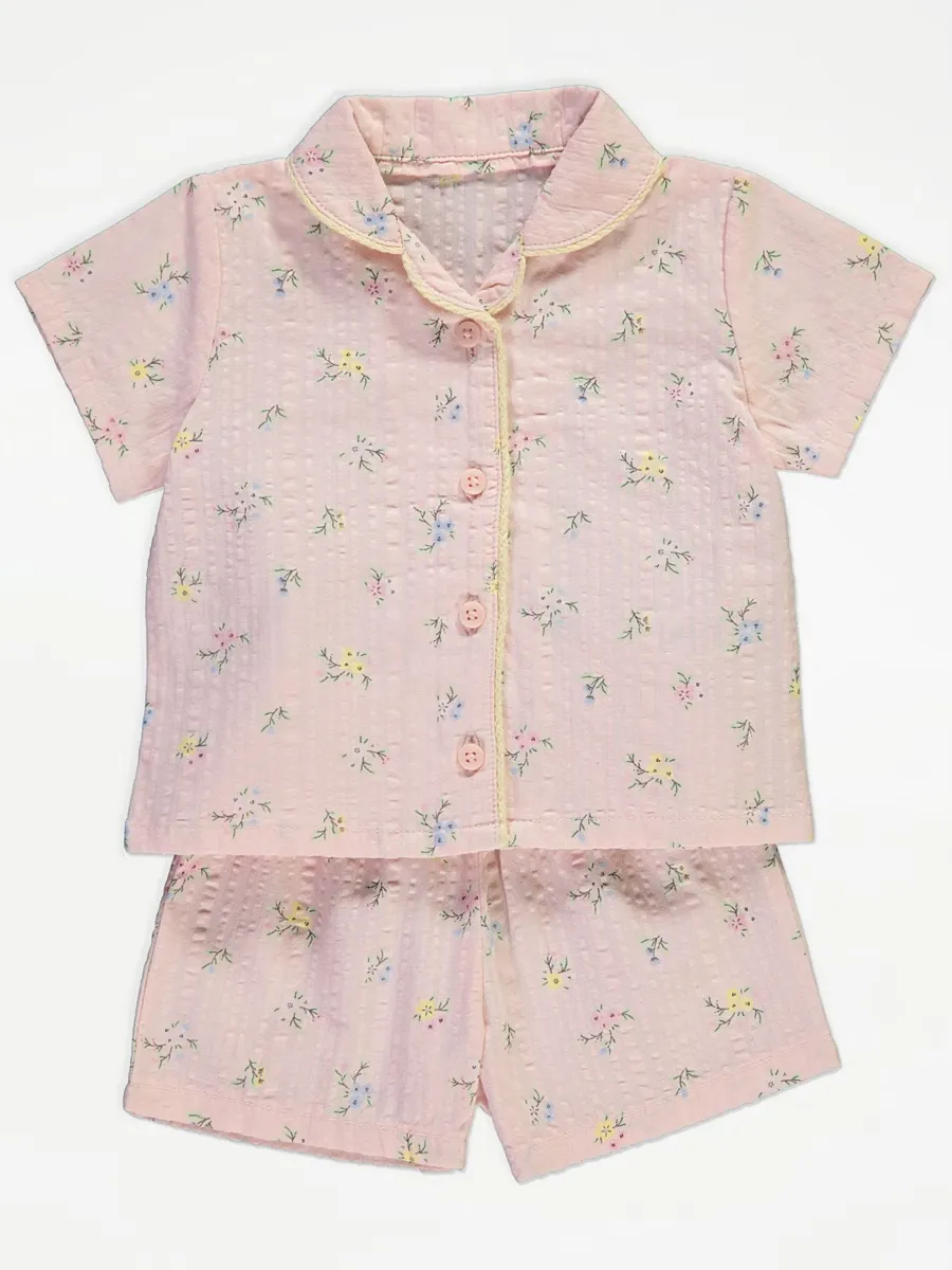 Pink Ditsy Floral Woven Short Shirt Pyjamas