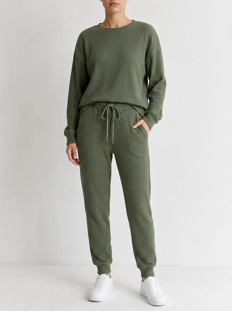 Unisex Outdoor Waffle Knit Long Sleeve Top