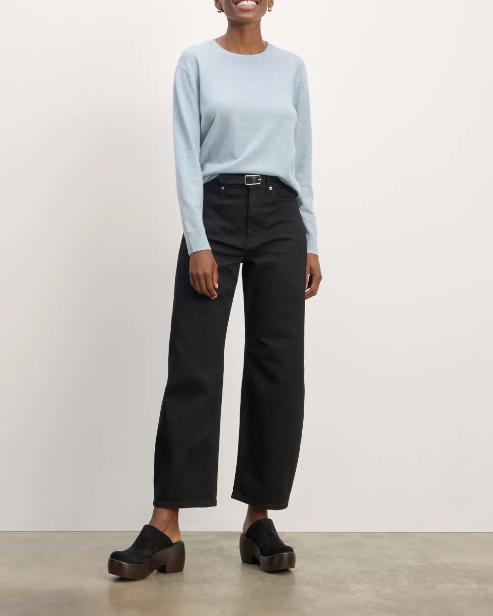 The Sky Blue Classic Crew in Cashmere