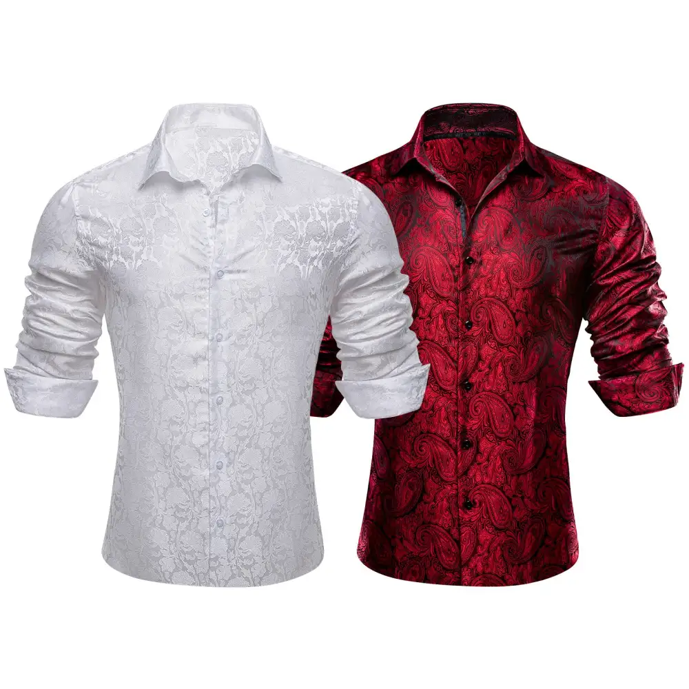 Modern Paisley Long Sleeve Silk Casual Shirt