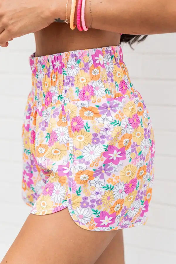 Textured Printed High Waist Shorts