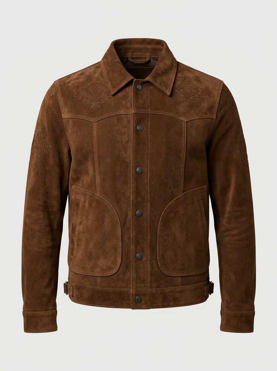 Men's Suede Western-Inspired Trucker Jacket
