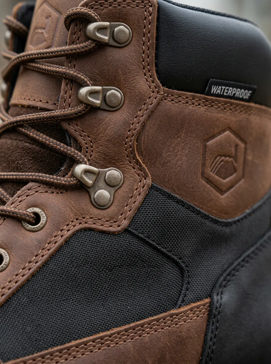Men's Tactical Leather Waterproof Work Boots for Outdoor Use