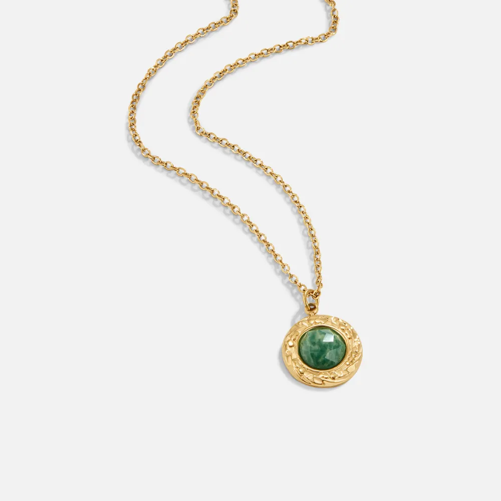 Aventurine Coin Necklace