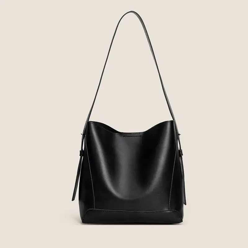 Soft Roomy Leather Bucket Bag