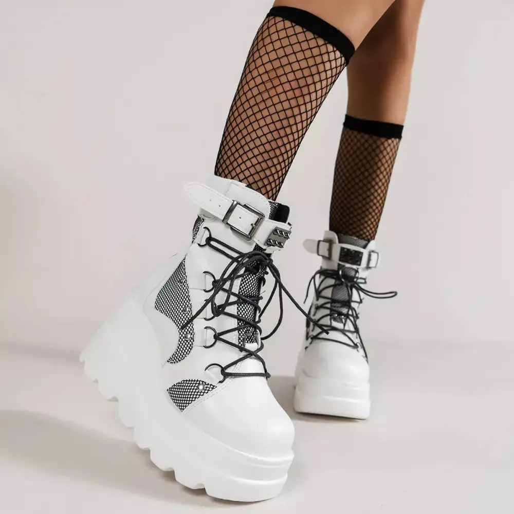 Lace-Up Platform Wedge Boots