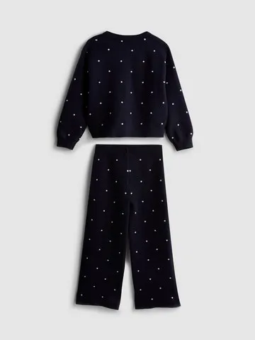 1-9yrs | Polka Dot Cardigan and Knit Trousers Set