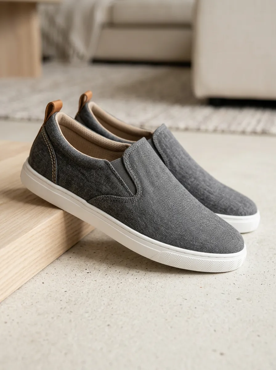 Practical Slip-On Minimalist Lifestyle Look Men's Stretch Canvas Shoes
