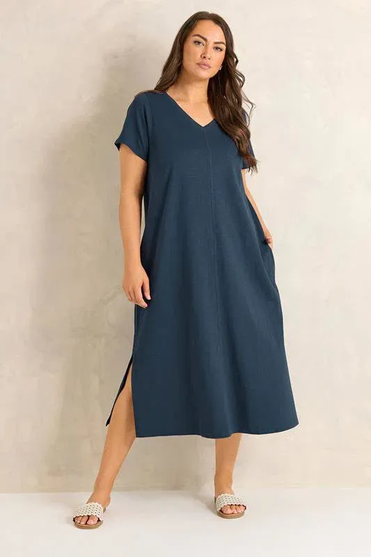 ESSENTIAL Curve 2 Pack Green & Navy Blue Cotton Dresses