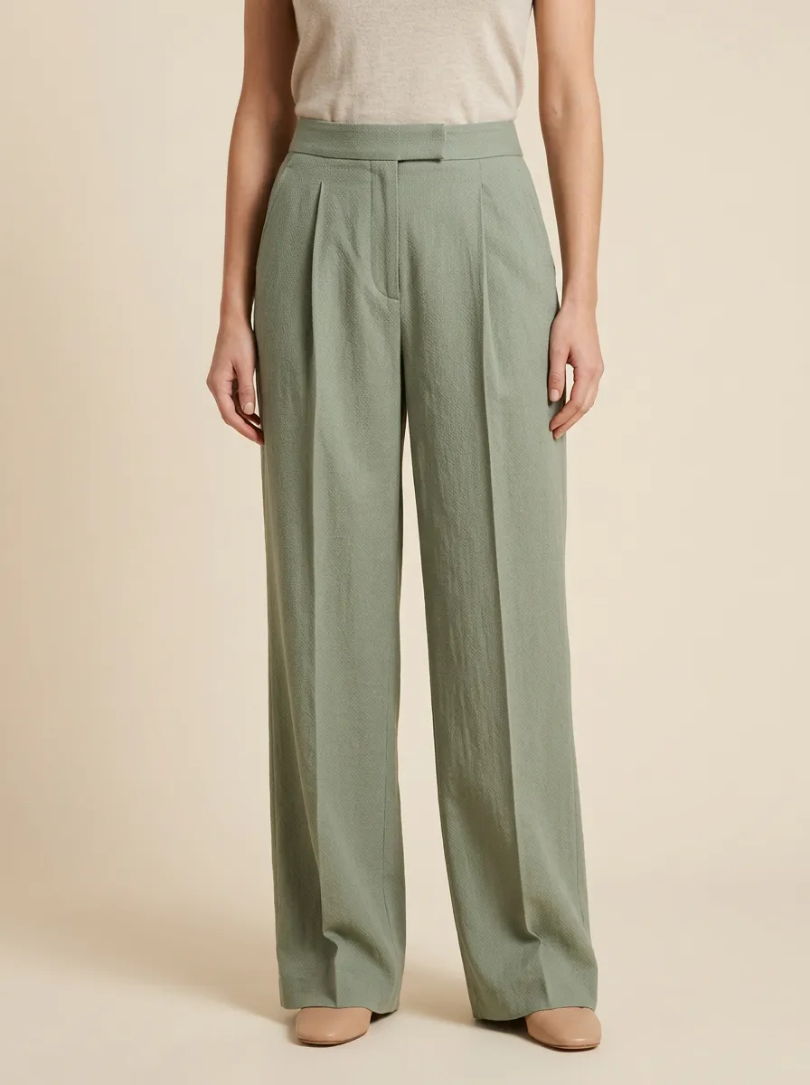 Everyday Casual Chic Pleated High Rise Wide Leg Trousers