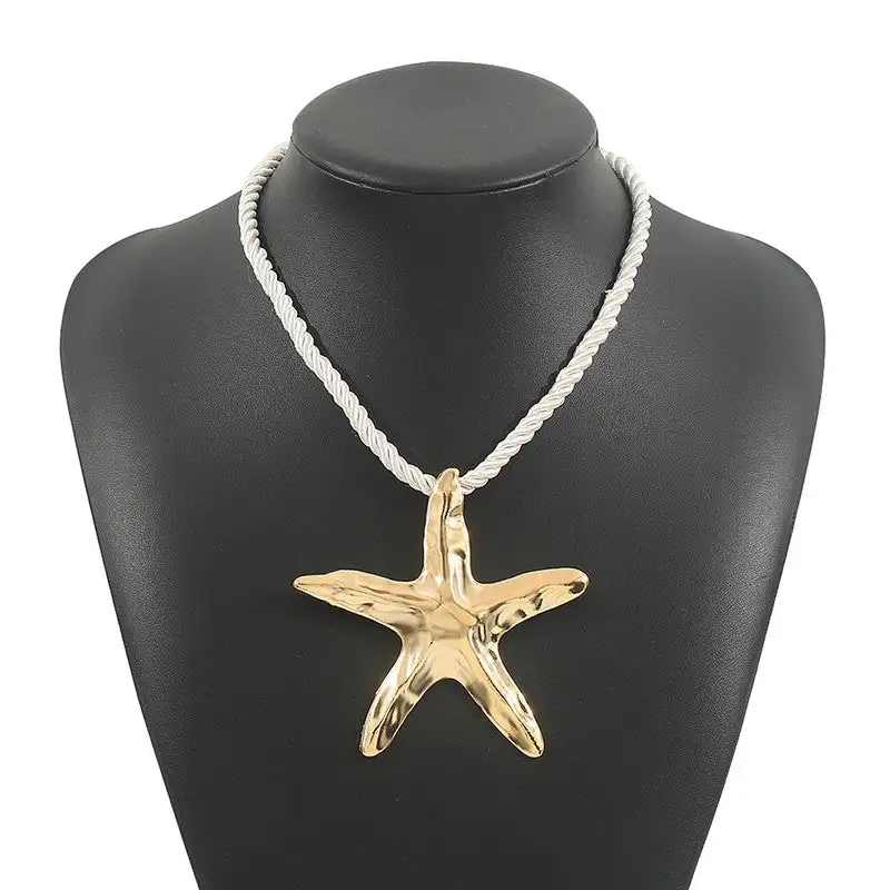Irregular Metal Starfish Pendant Necklace