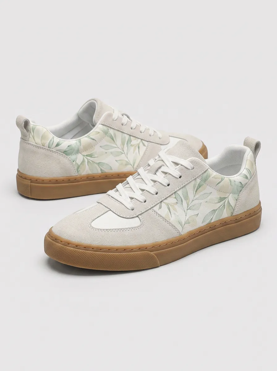 Men's Street Botanical Nature Lover Leaves Printed Sneakers