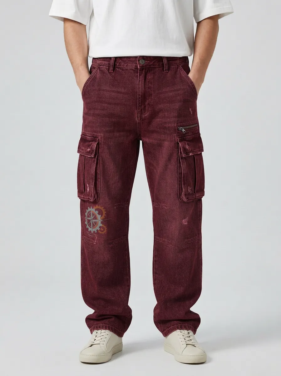 Men's Vintage Gear Compass Graphic Cargo Pants