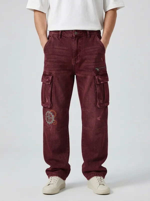 Men's Vintage Gear Compass Graphic Cargo Pants
