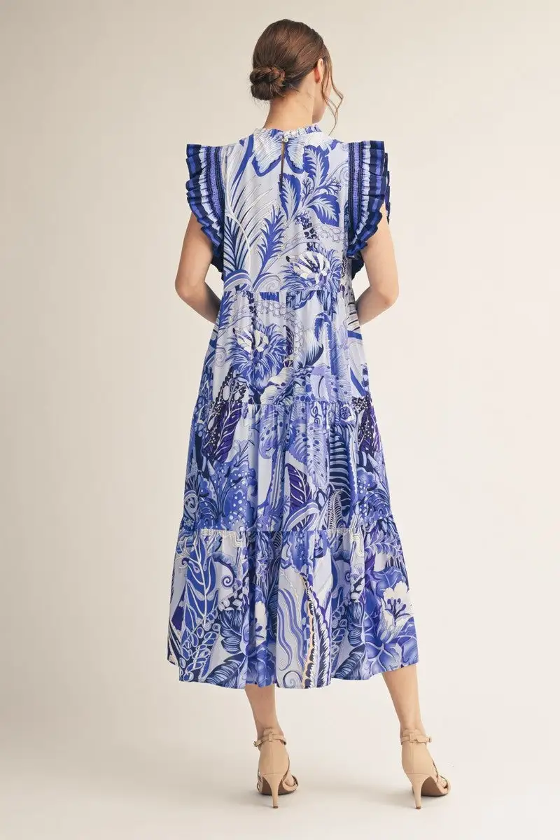 Refined Floral Smocked Tiered Ruffle Detail Dress