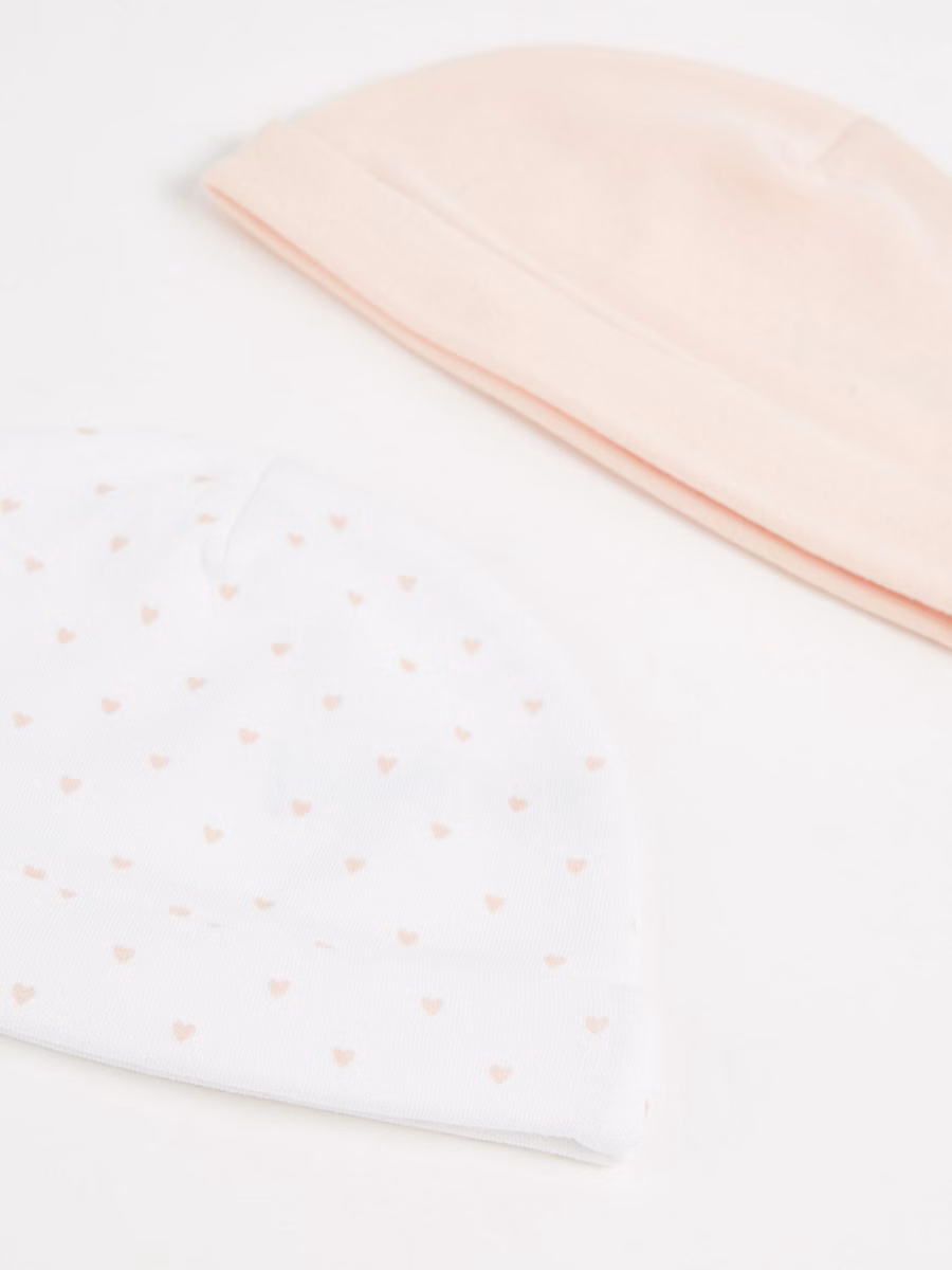 Pink Cotton Baby Newborn Hats 2 Pack detail 1